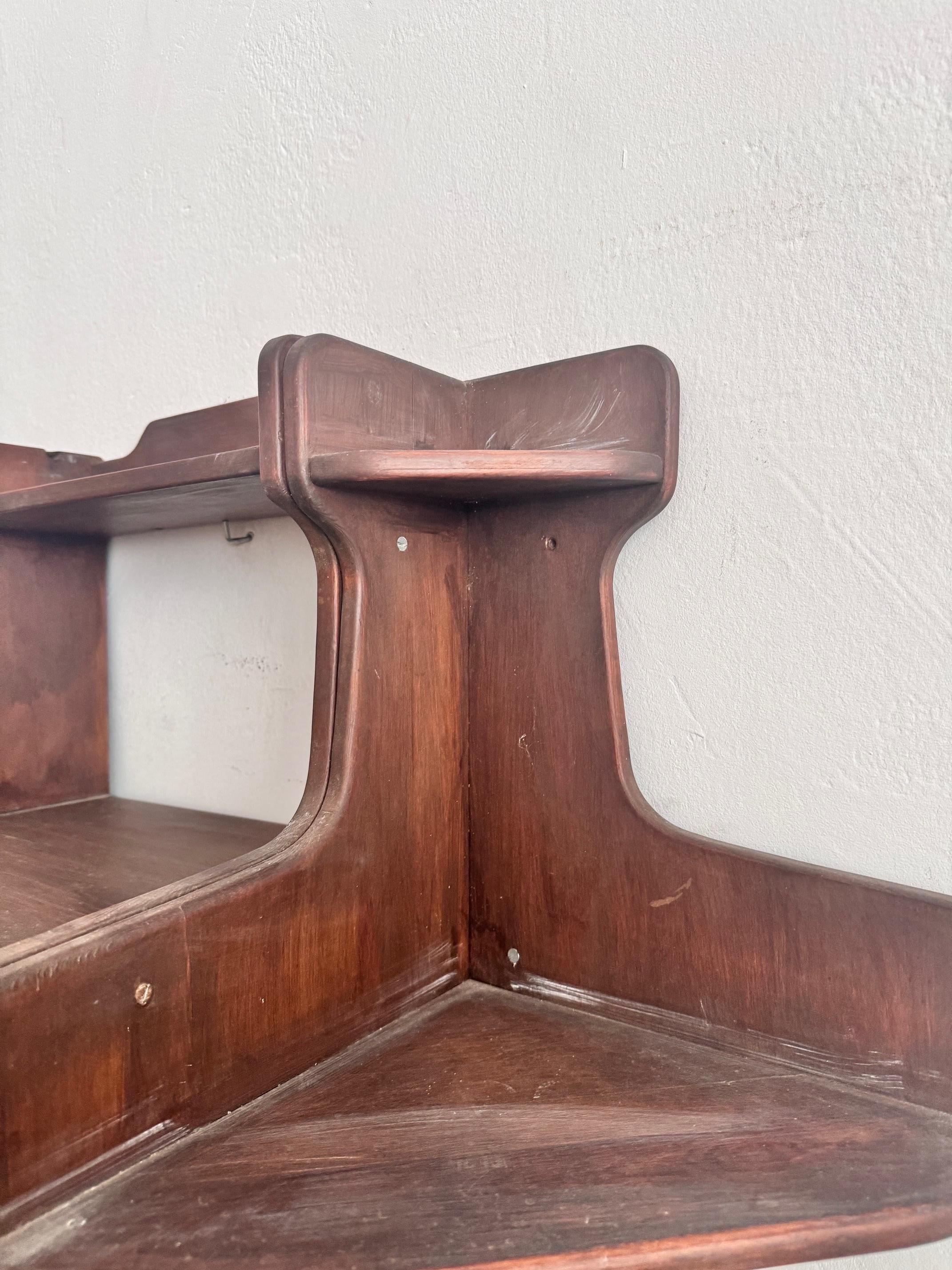 Mid 20th Century Rustic Wood Wall Shelve Unit For Sale 3