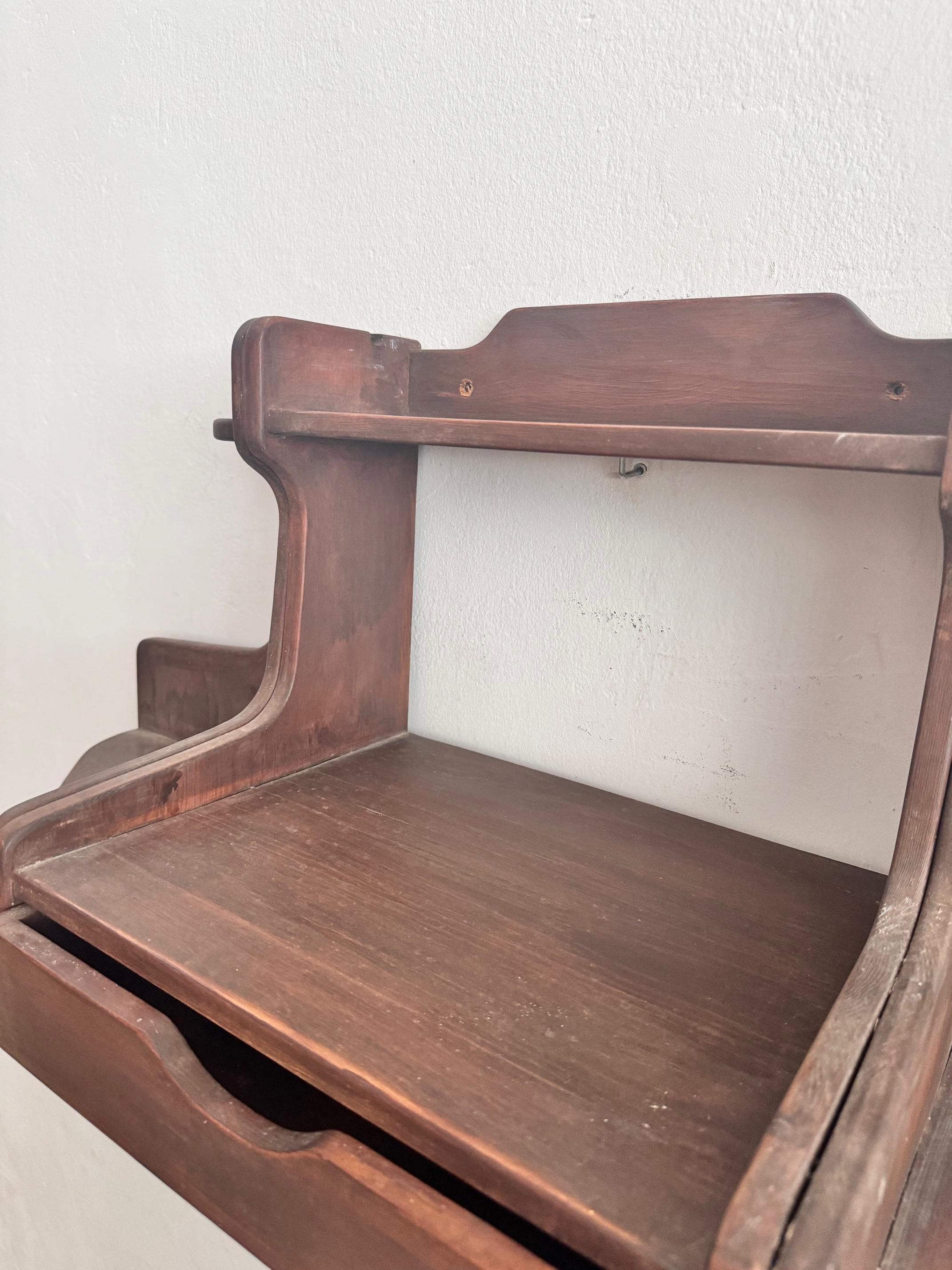 Mid 20th Century Rustic Wood Wall Shelve Unit For Sale 4