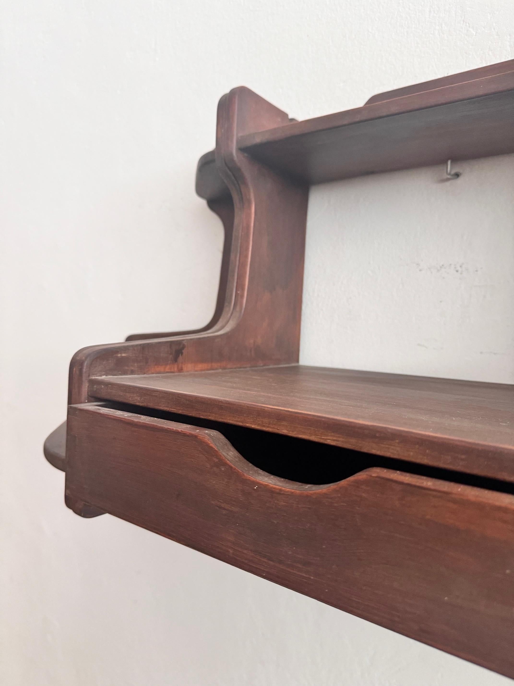 Mid 20th Century Rustic Wood Wall Shelve Unit For Sale 5