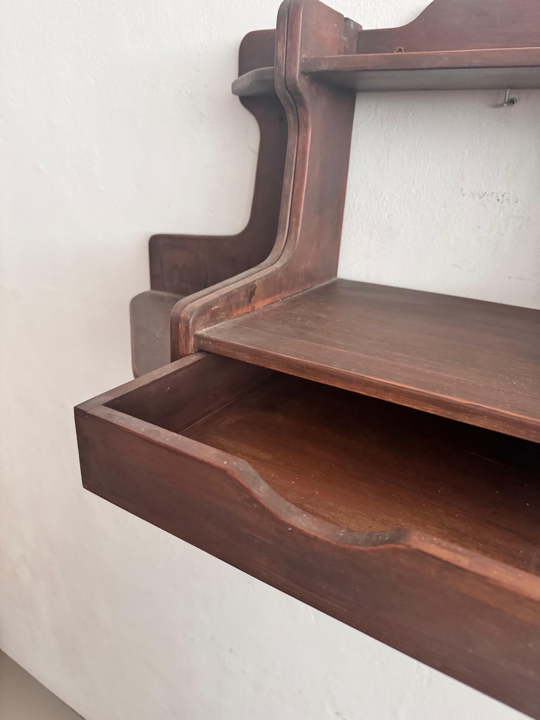 Mid 20th Century Rustic Wood Wall Shelve Unit For Sale 7