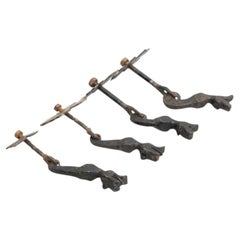 Set of Five Antique Catalan Modernist Metal Handles, circa 1930