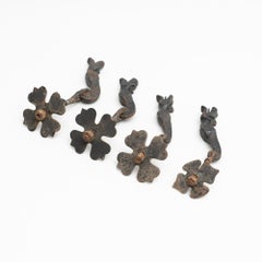 Set of Five Antique Catalan Modernist Metal Handles, circa 1930