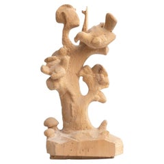 Traditional Preliminary Sketch Wooden Sculpture of a Tree