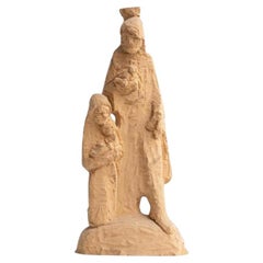 Traditionelle prähistorische Skizze-Holzskulptur aus der Mitte des 20. Jahrhunderts