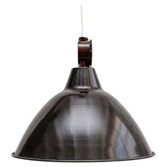 Industrial Black Lacquered Metal French Lamp, circa 1950