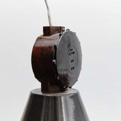 Industrial Black Lacquered Metal French Lamp, circa 1950