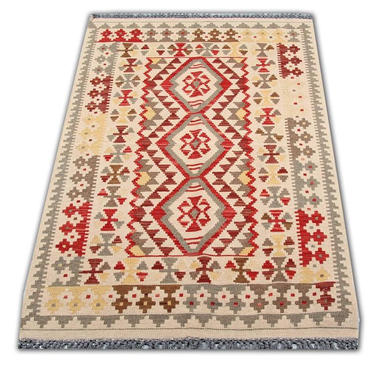 Afghan Kilim Rug with Symbols at 1stdibs