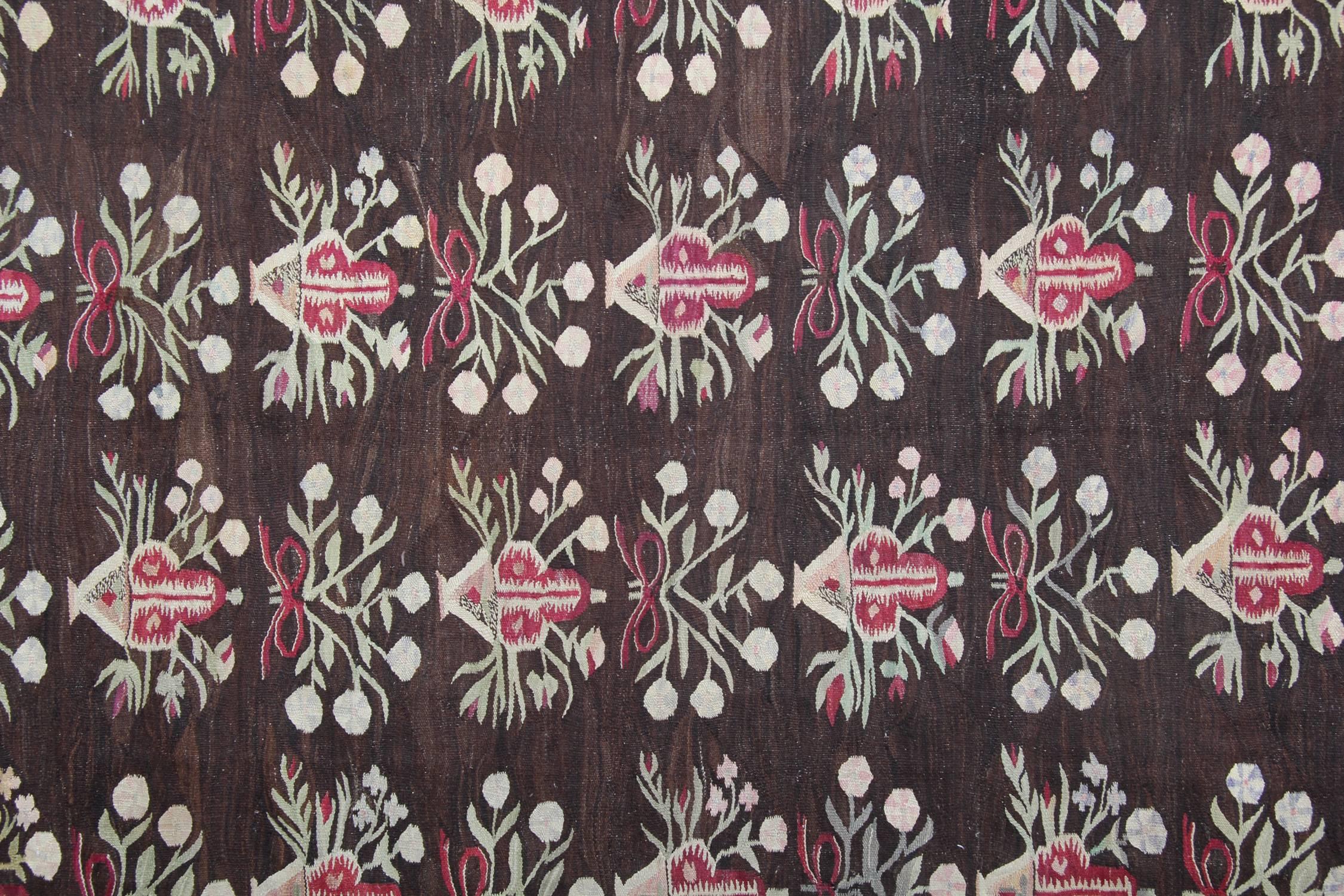 Romanian Handmade Carpet Antique Rugs, Geometric Bessarabian Rug, Vintage Kilim Rugs