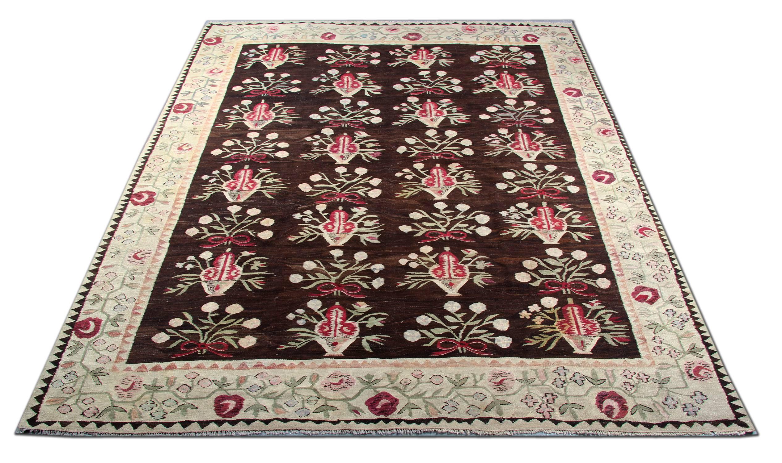 Handmade carpet Large and colourful kilim rugs would complement your home as floor rugs and interior objects of home decor. These large Kilims look beautiful and would stand out as hallway rugs or bedroom rugs. This Kelim is an excellent example of