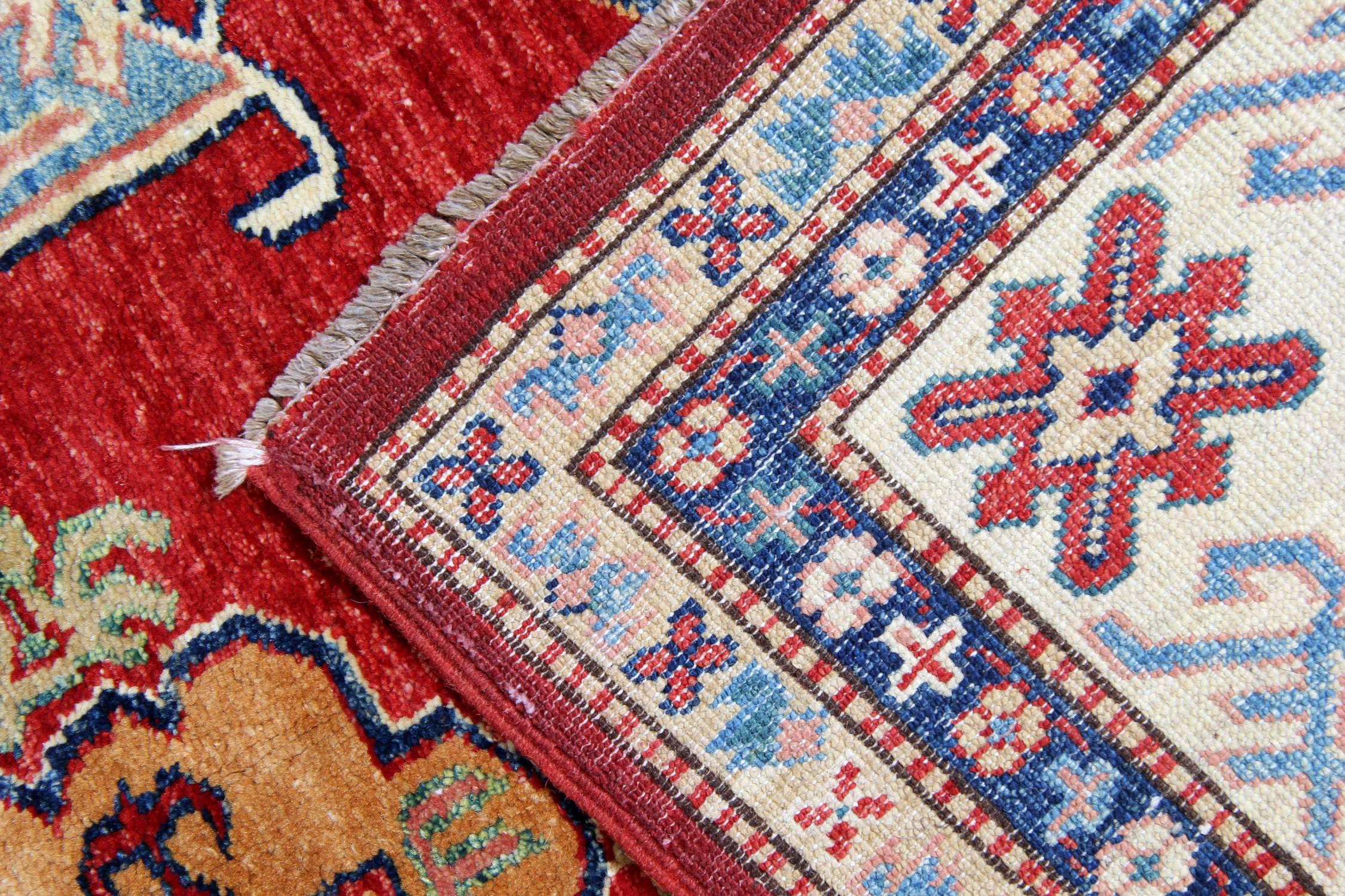 Vegetable Dyed Geometric Red Rugs, Afghan Rugs, Kazak Rugs, Carpet from Afghanistan