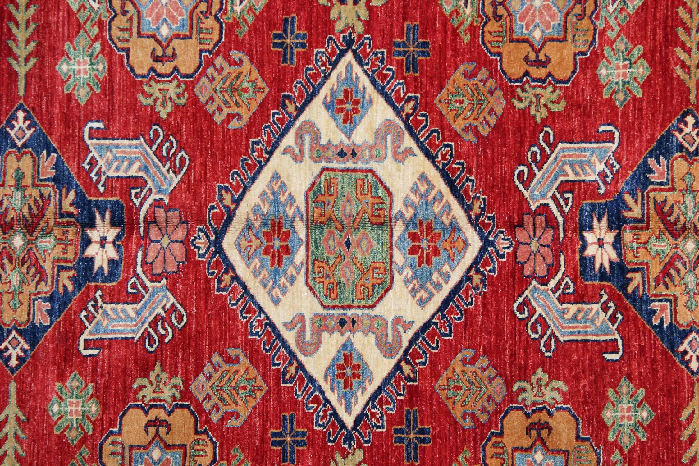 Geometric Red Rugs, Afghan Rugs, Kazak Rugs, Carpet from Afghanistan In Excellent Condition In Hampshire, GB