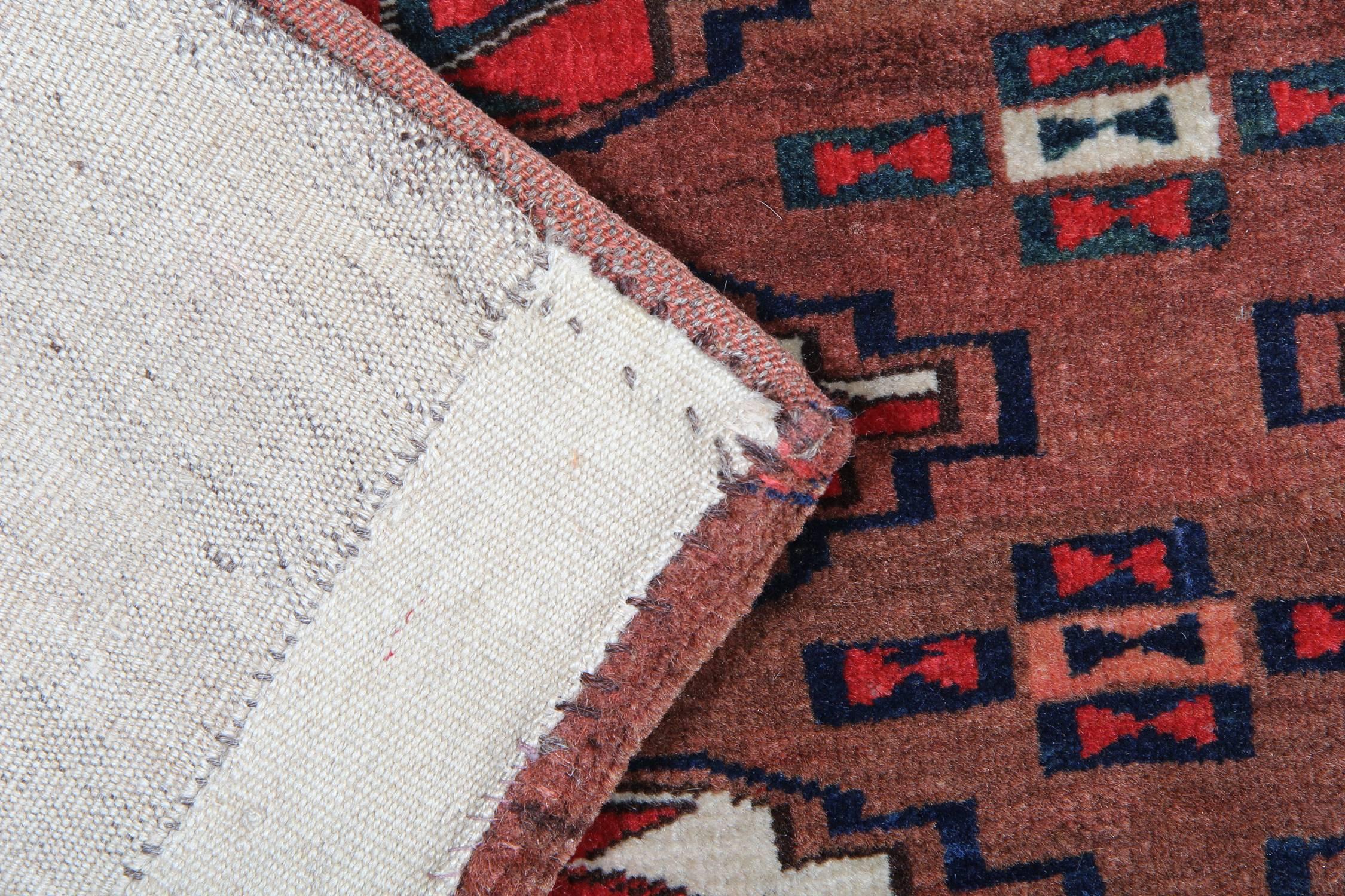 Tribal Antique Handwoven Red Wool Afghan Rug For Sale