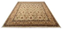 Beige Carpet All Over Wool Area Rug Traditional Floral Rug