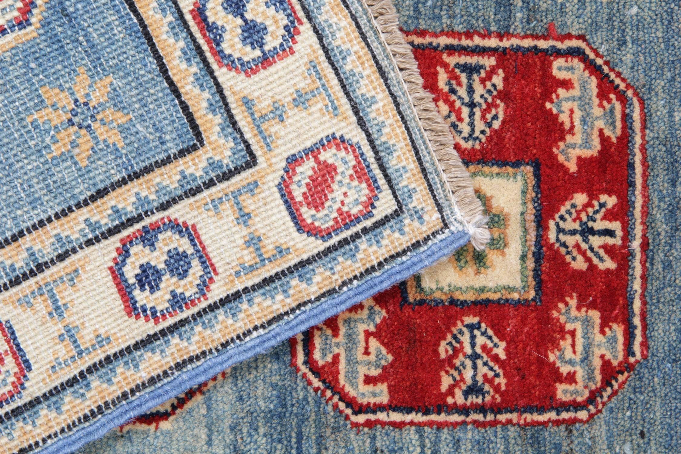 Hand-Knotted Carpet Runners, Persian Blue Rugs for Sale from Kazak