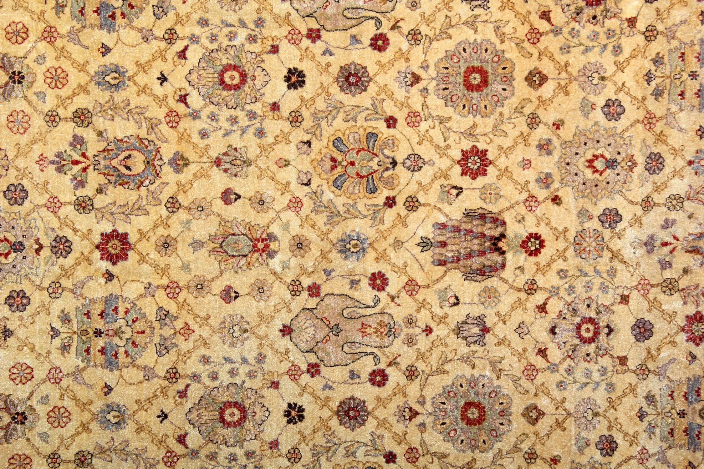 This is traditional rugs kind of our luxury rugs made of own looms by our master weavers of Afghan rugs, This golden cream rug is made with organic vegetable dyes all handspun wool rugs. This carpet rug is kind of patterned rugs all-over floral rugs