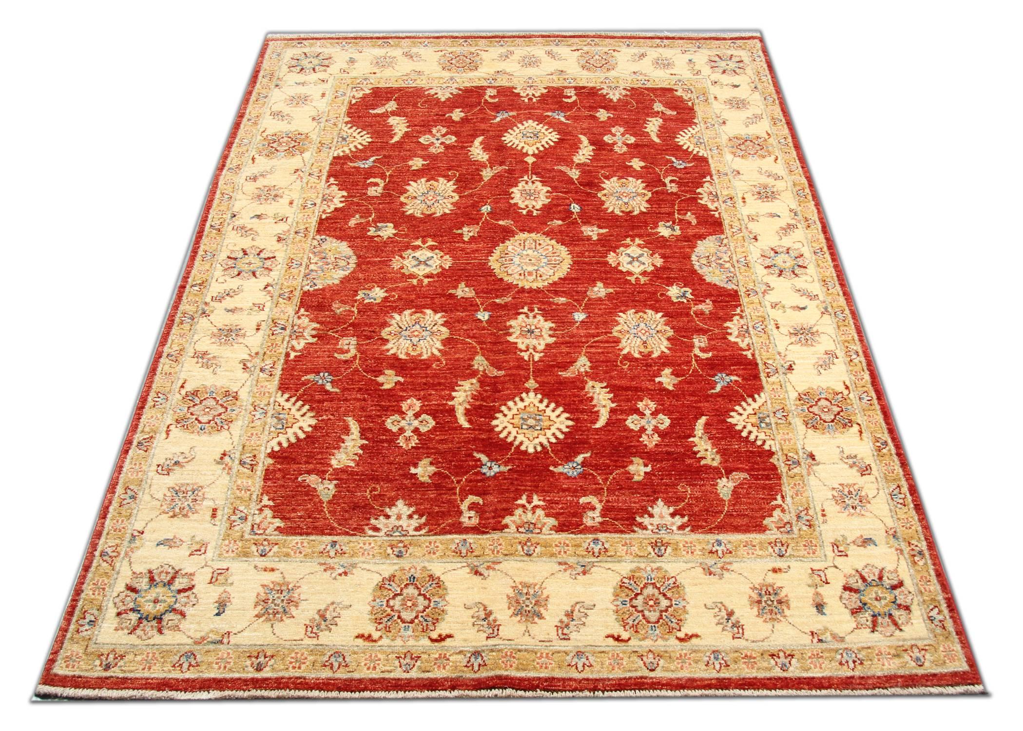 This handwoven rug is a Ziegler Style Sultanabad carpet oriental rug made on our looms by our master weavers in Afghanistan. These handmade carpets have been made with all-natural veg dyes and hand-spun wool. The large-scale design makes Sultanabad