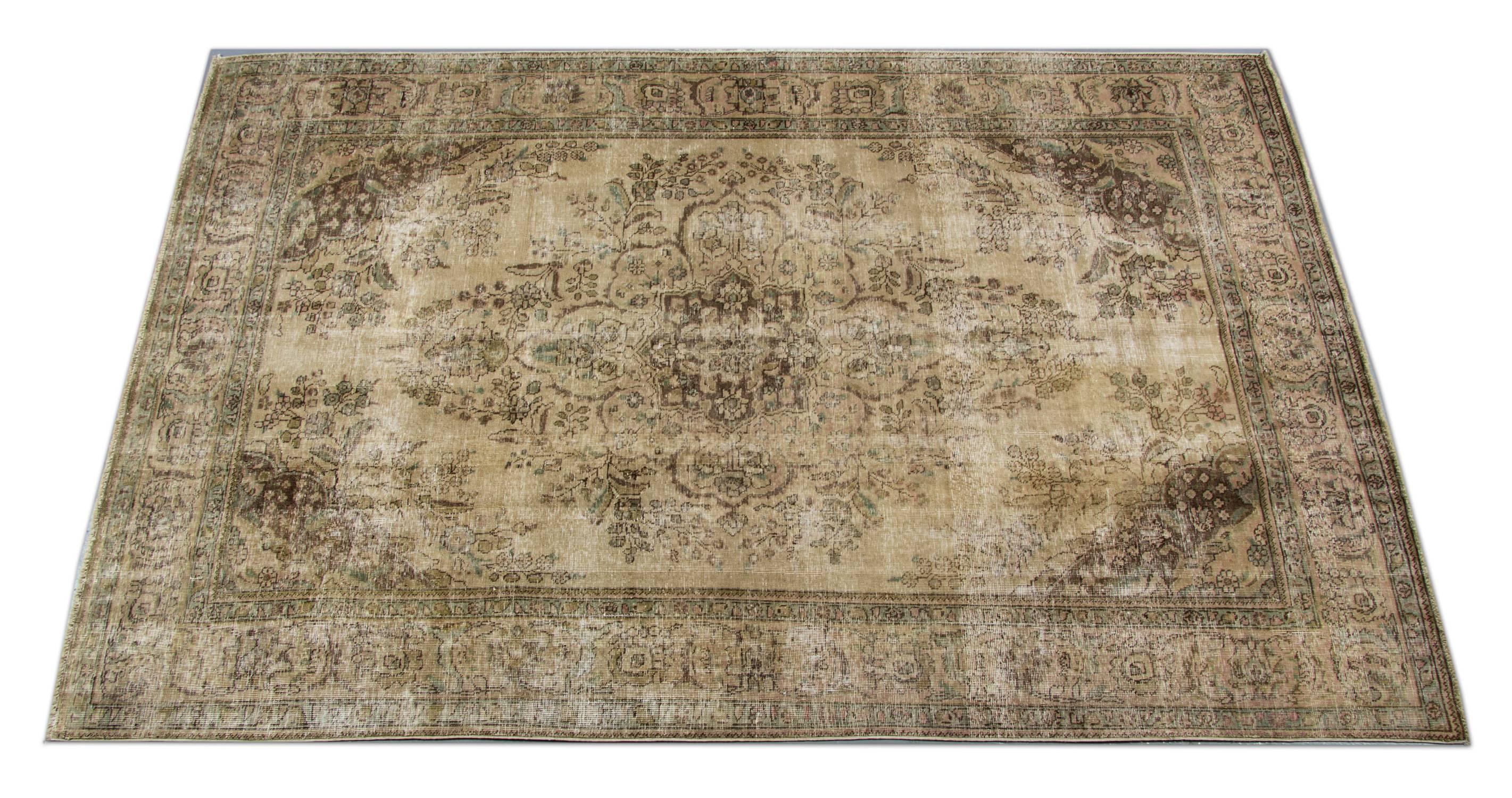 Colored vintage rugs have produced from old Persian carpets of at least 20-50 years of age. Each carpet is carefully selected and undergoes a unique process of colour neutralization before being over-dyed in an exciting new colour. The result is a