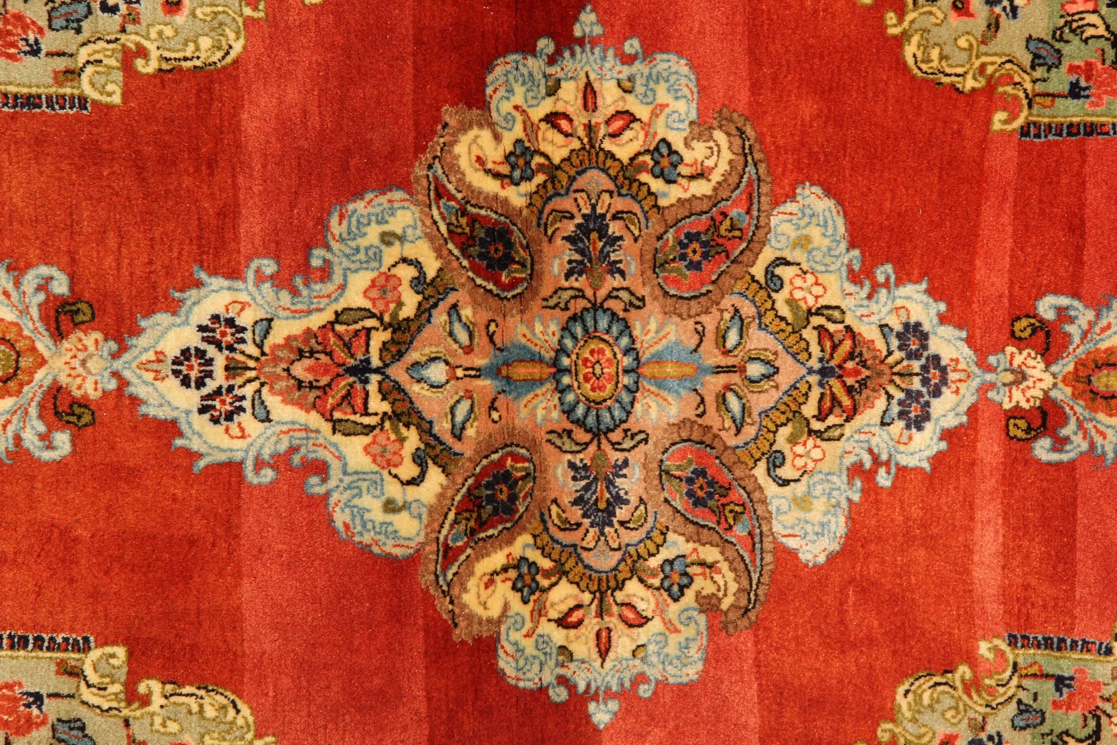 Mid-Century Modern Antique Rug Handmade Carpet Red Rug Medallion Carpet Area Rug For Sale
