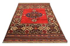 Handmade Carpet Sale, Rustic Vintage Geometric Afghan Red Rug