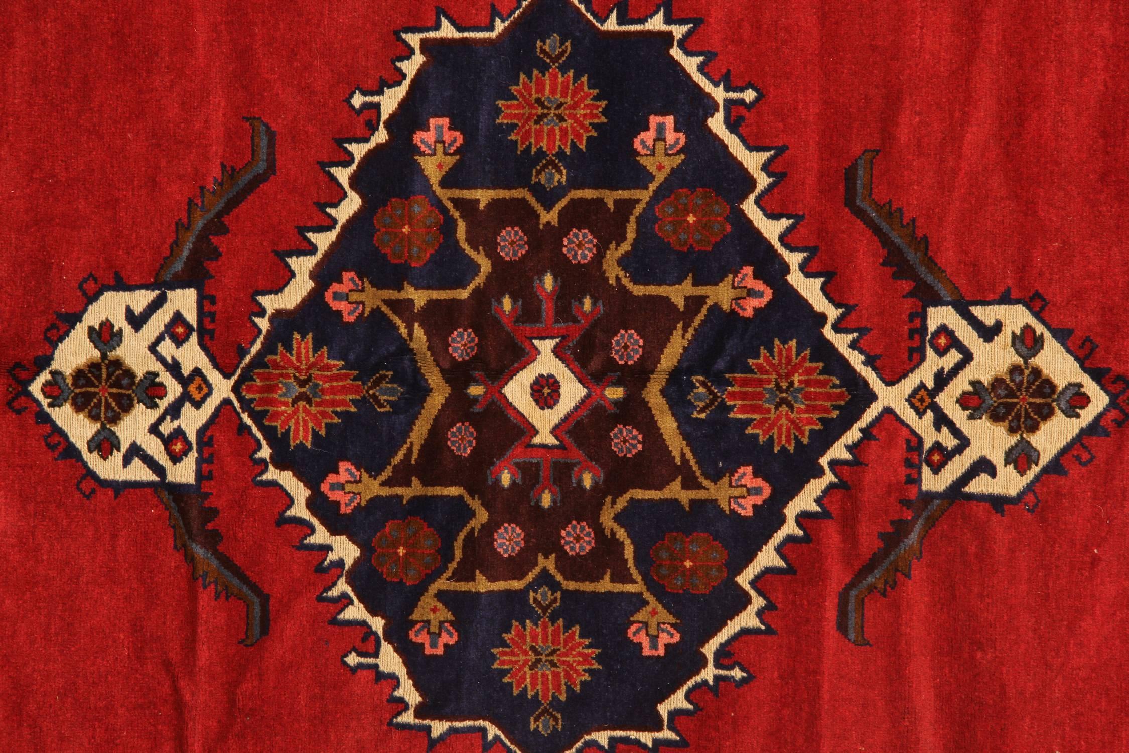 Handgefertigte Teppiche Verkauf, Rustikaler Geometrischer Afghanischer Teppich Rot (Moderne der Mitte des Jahrhunderts) im Angebot