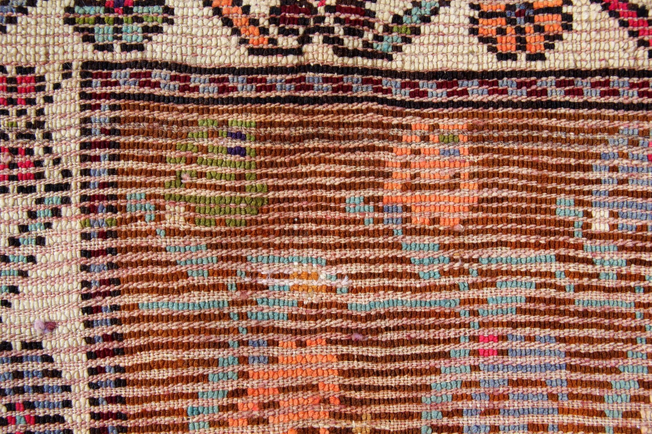 Vegetable Dyed Red Antique Rug, Konya Turkish Carpet Oriental Rug, Geometric Patterned Rug