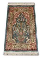 Turkish Hereke Oriental Rug with Weaver's Mark in Small Size, Silk Pile