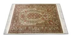 Pure Silk Turkish Herekeh Oriental Rug with Signature in Small Size