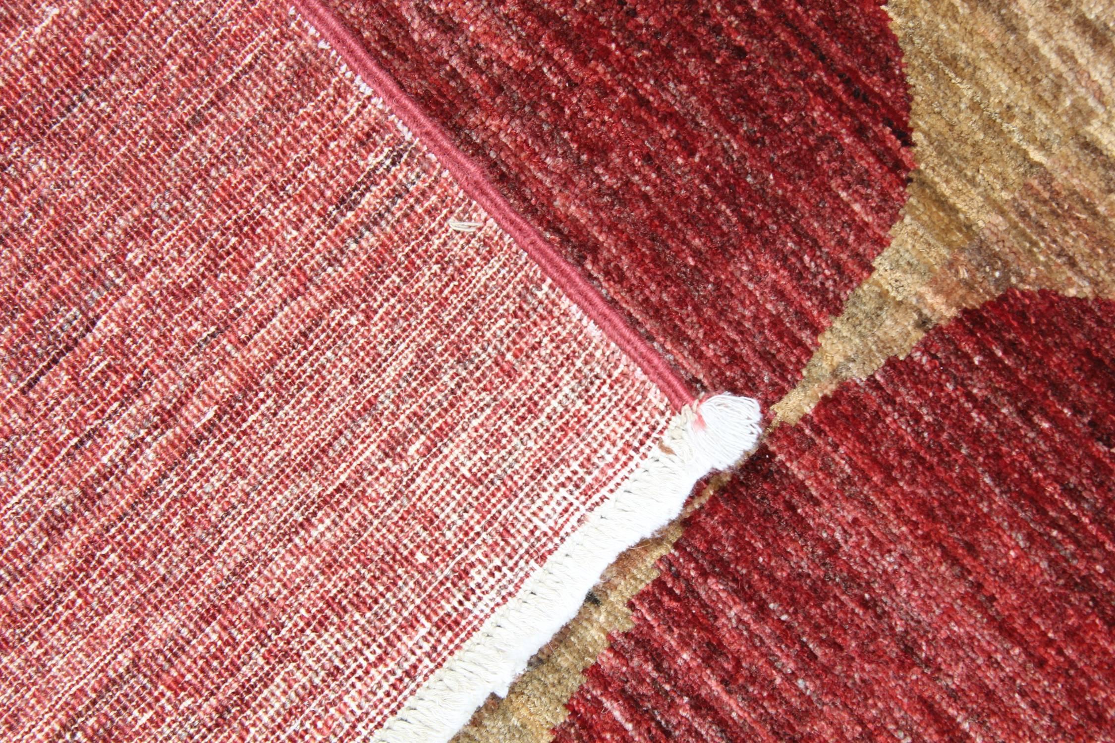 Moderne moderne Teppiche Orange Feine zeitgenössische Teppiche, Teppich aus Afghanistan (Pflanzlich gefärbt) im Angebot