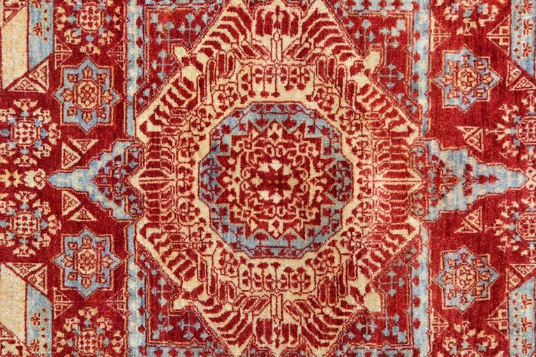 HandKnotted Oriental Rugs, Orange Rug Mamluk Style Carpet For Sale at