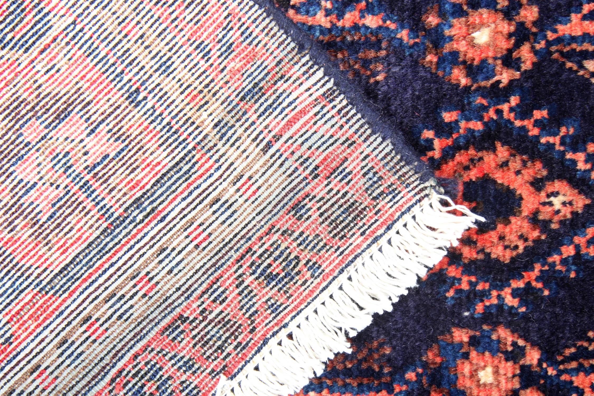 Hand-Knotted Vintage Tribal Rug, Handmade Oriental Wool Carpet Rug Geometric