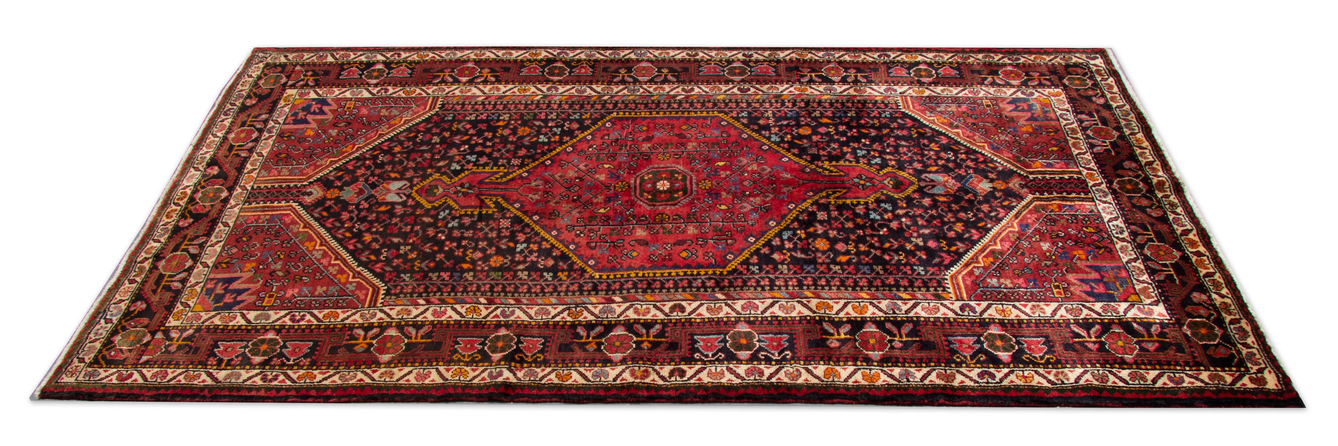 Rustikaler orientalischer Vintage-Teppich, handgefertigter geometrischer Teppich aus Wolle (Stammeskunst) im Angebot