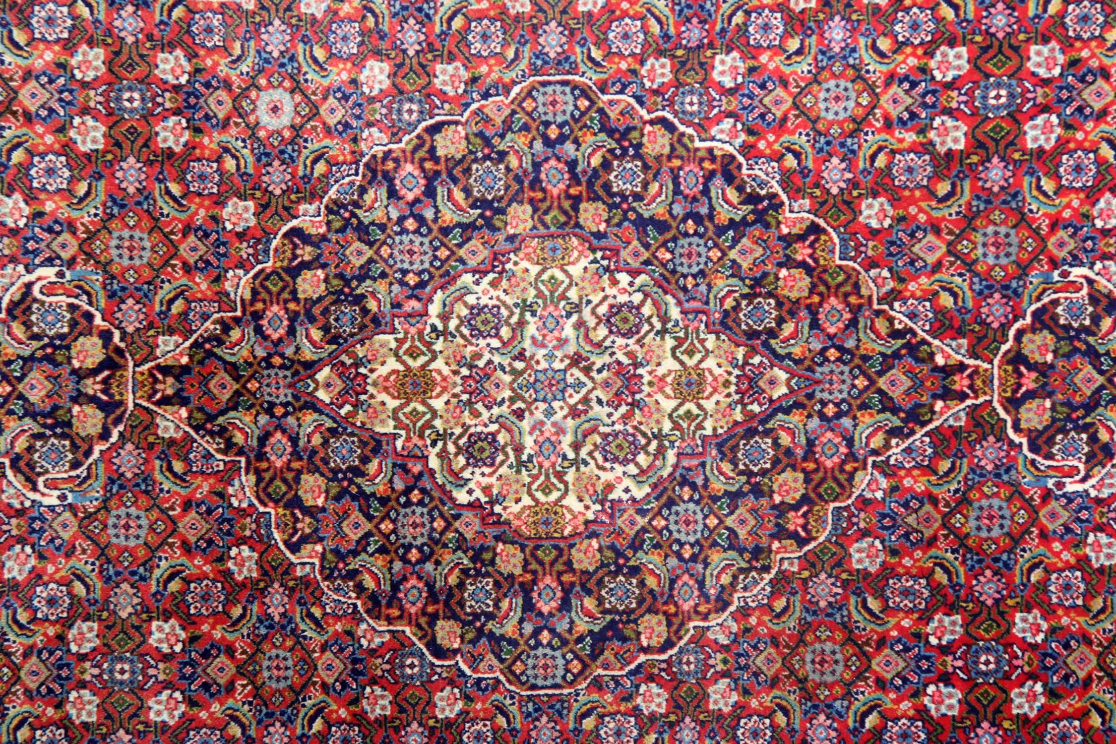 Featuring a highly decorative medallion design, delicately woven with accents of beige, red, cream and blue. The design and colour palette in this piece make it the perfect accent rug for any home style. Pair this rug with your vintage or antique