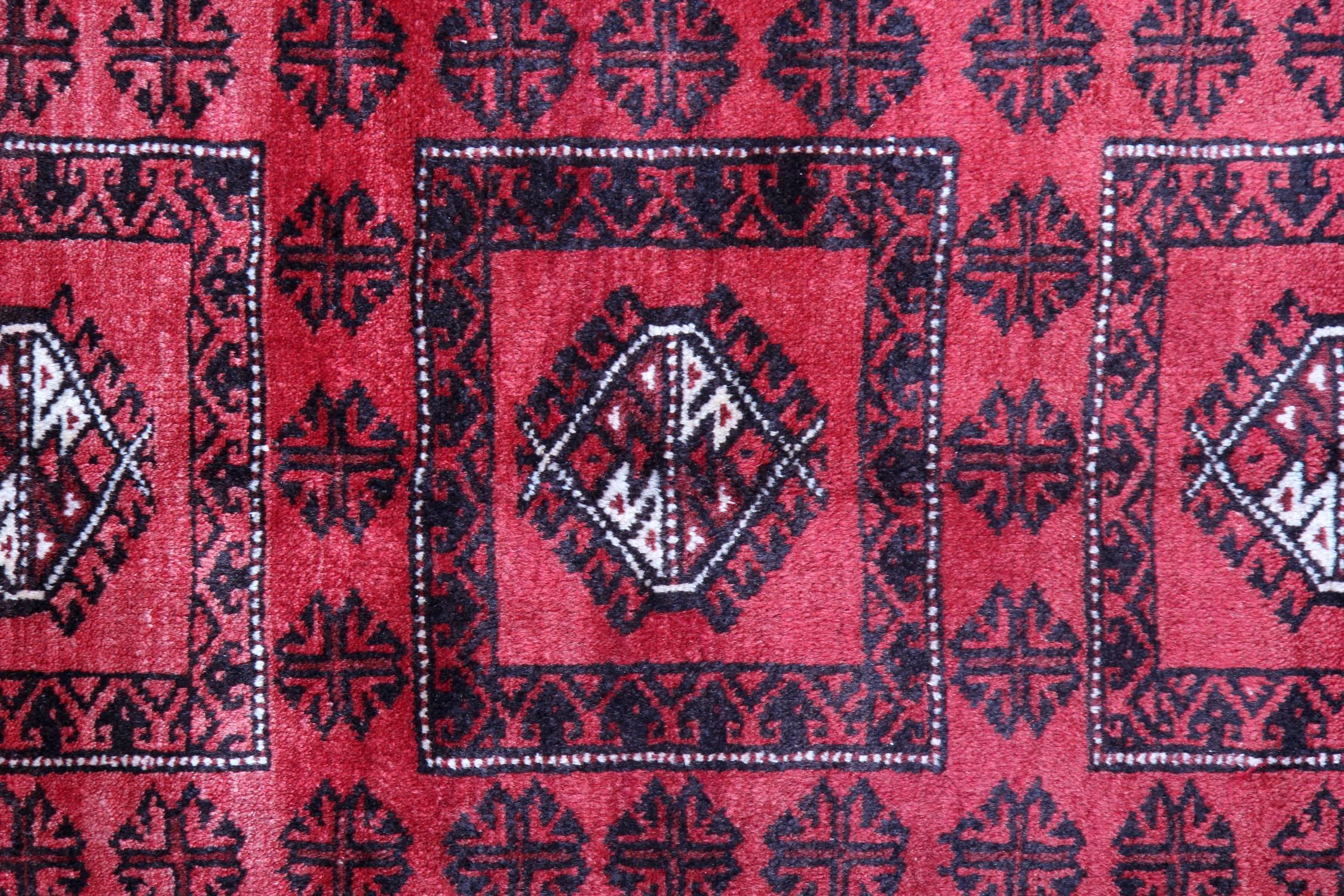 Rustic Handwoven Rug Oriental Afghan Carpet Red Wool Area Rug