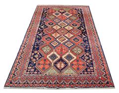 Handmade Antique Rug Oriental Caucasian Rug, Geometric Tribal Carpet