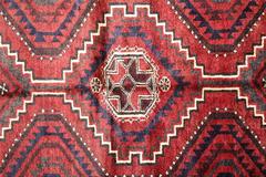 Oriental Afghan Carpet, Traditional Red wool Area Rug Handwoven