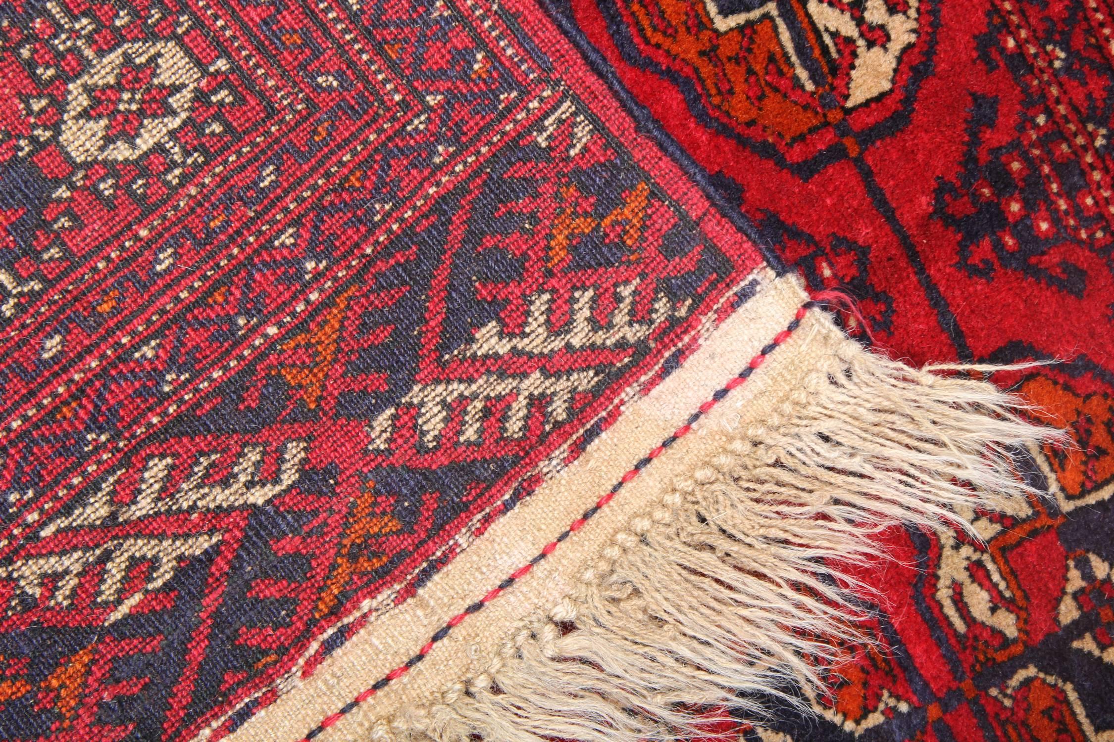 Afghan Antique Rugs Turkman Traditional Red Rug, Handmade Wool Area Rug