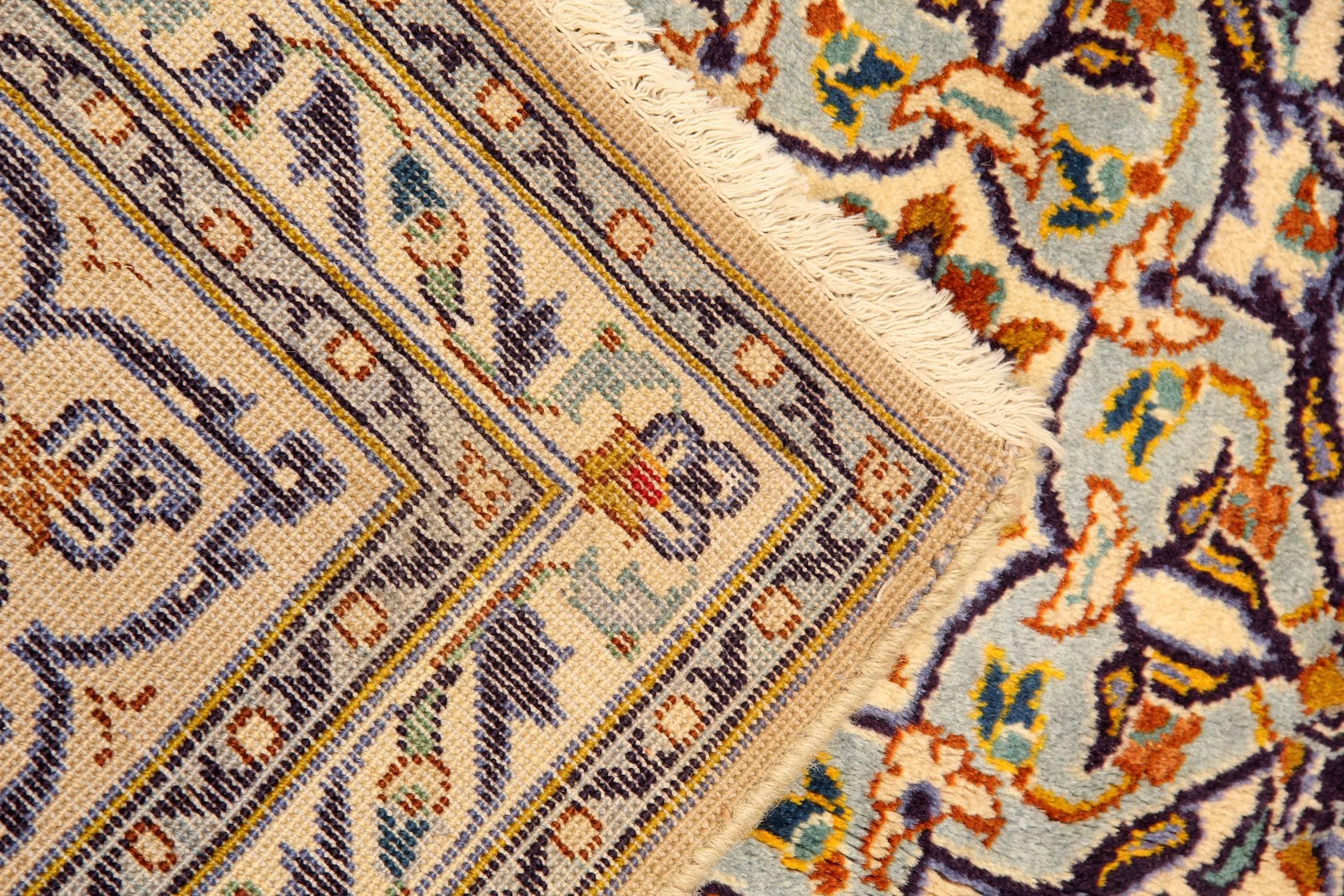 Kashan Oriental Large Carpet Traditional Cream Handmade Rug, Vintage Rugs For Sale