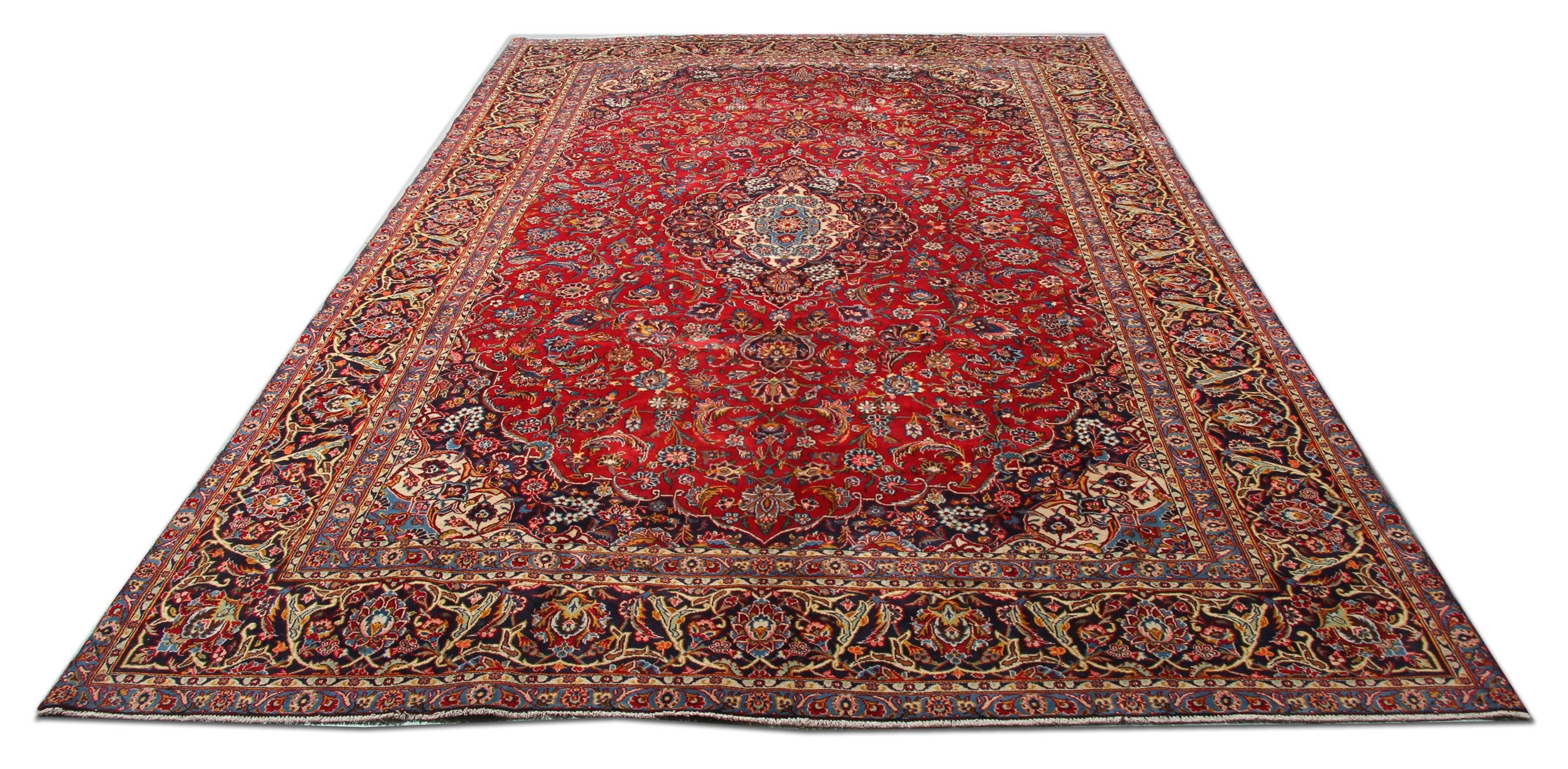 Bohemian Handmade Traditional Red Rug, Oriental Medallion Carpet Area Rug For Sale