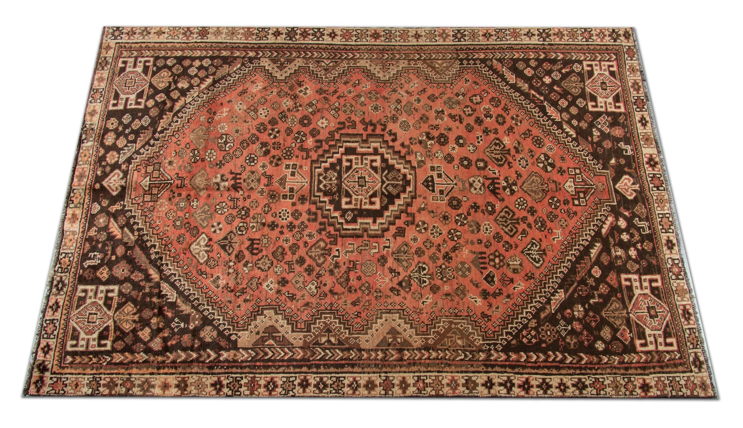 Azerbaijani Handmade Tribal Area Rug, Oriental Vintage Carpet Traditional Rug