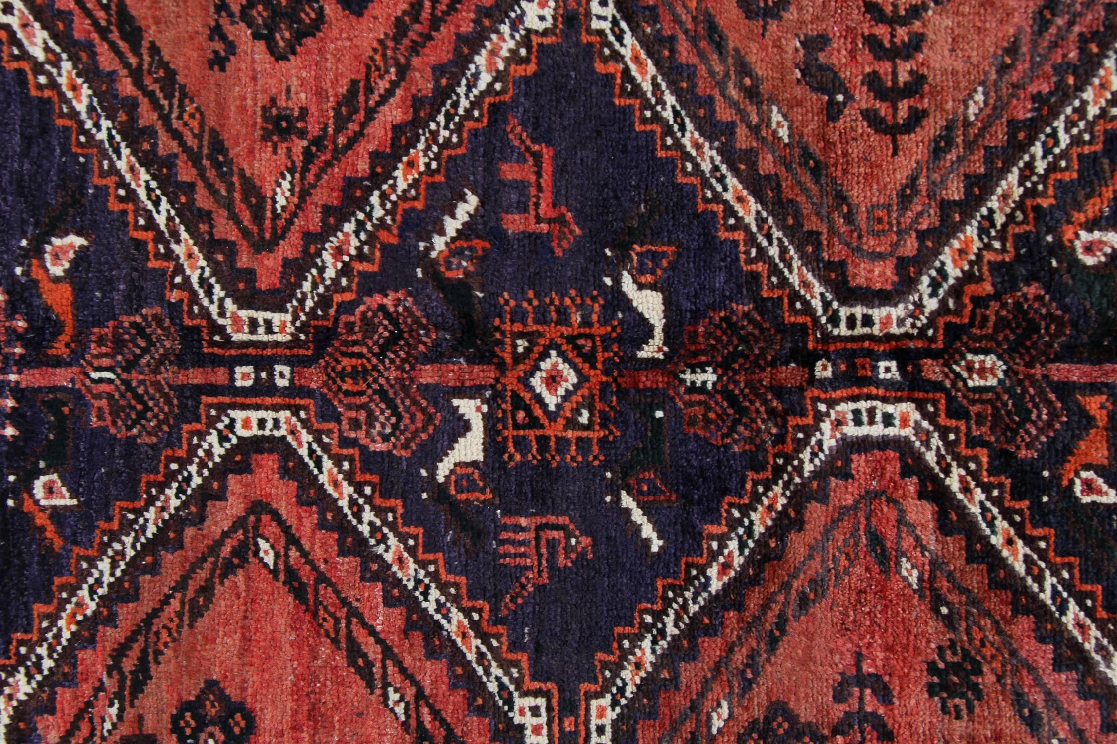 Hand-Knotted Tribal Vintage Area Rug, Rust Handmade Carpet Traditional Rug For Sale