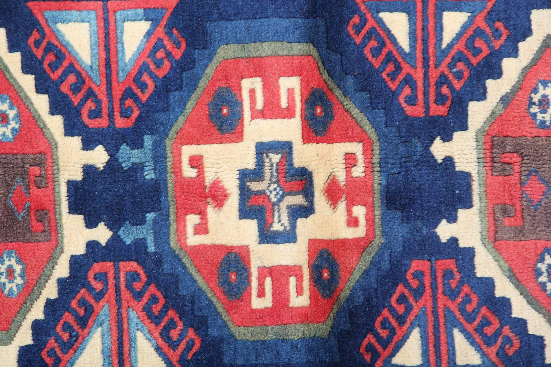 Handgeknüpfter orientalischer Teppich, traditioneller geometrischer türkischer Teppich (Art déco) im Angebot