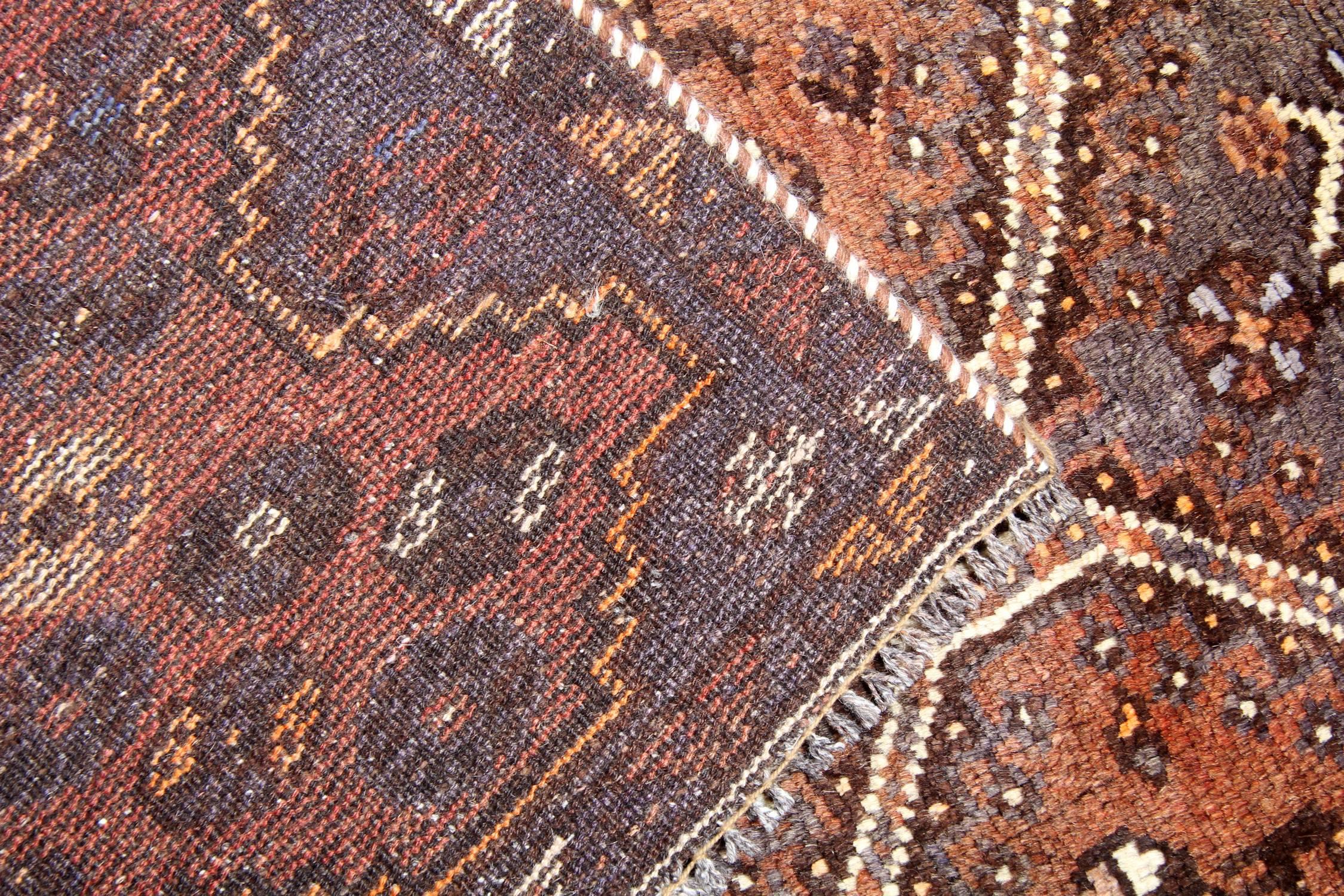 Azerbaijani Rustic Brown Rug, Handmade Carpet Vintage Rug, Rust Farmhouse Area Rugs for Sale