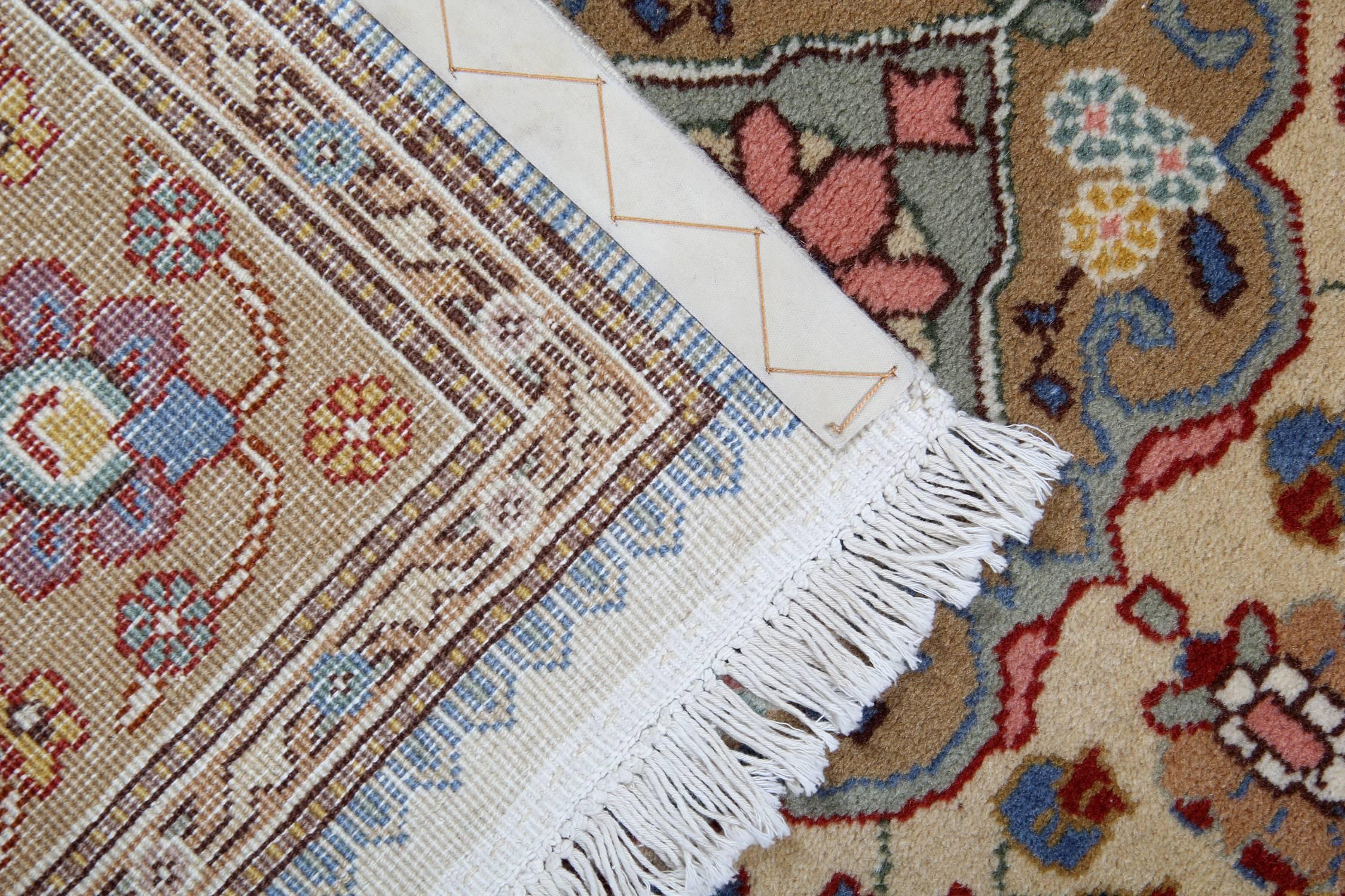 Azerbaijani Oriental Square Rug, Handmade Traditional Carpet, Arabesque Ivory Rugs For Sale