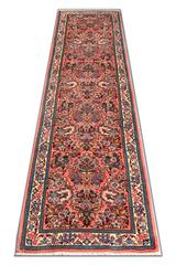 Antique Rug, Oriental Pink Wool Handwoven Traditional Carpet Runner Rug