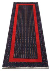 Vintage Rugs Navy Blue Carpet Runner, Gabbeh Wool Handwoven Runner