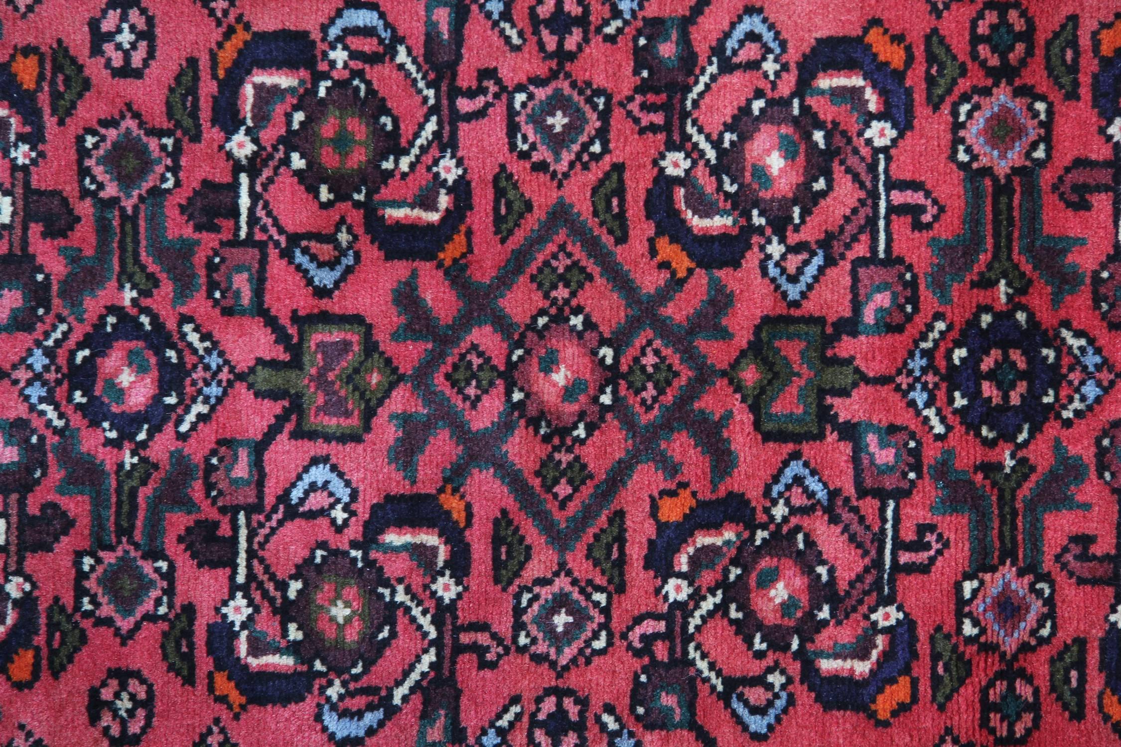 Rustikaler orientalischer Teppich aus rostfarbener, roter Wolle, 400x70cm, handgefertigt (Pflanzlich gefärbt) im Angebot