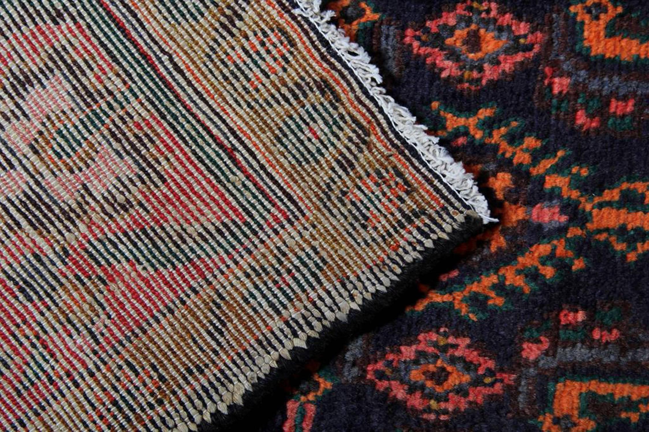 Azerbaijani Vintage Rugs Handmade Wool Carpet Runner, Blue Oriental Runner Rug For Sale