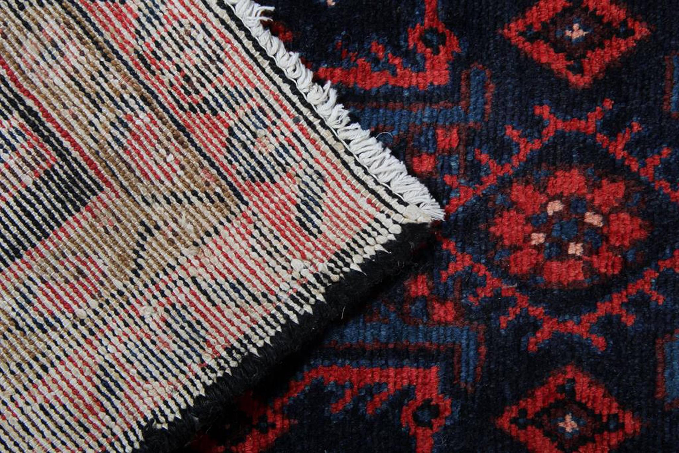 Mid-Century Modern Hand Woven Runner Rug, Vintage Oriental Wool Afghan Wool Area Rug For Sale
