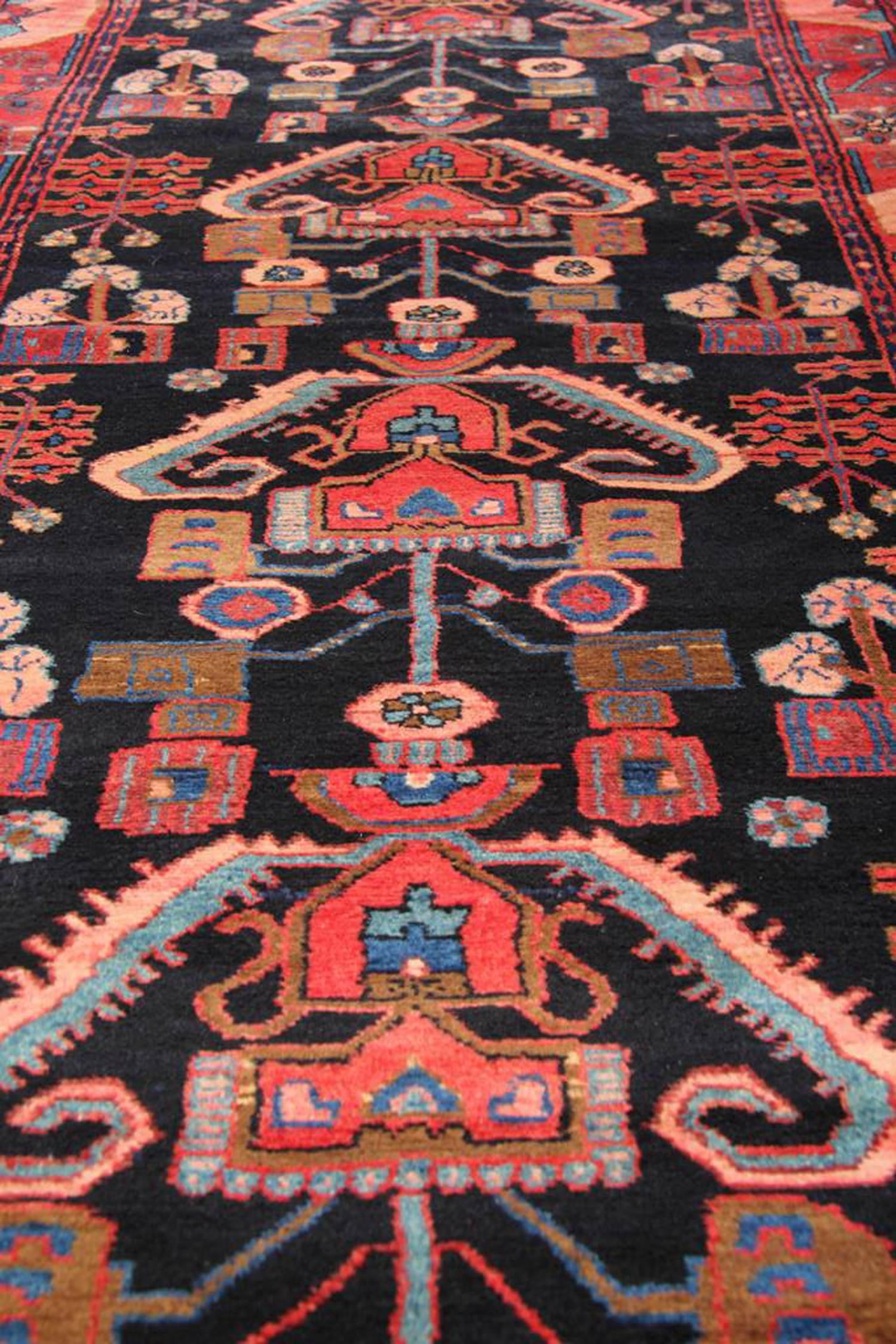 Azerbaijani Oriental Runner Rug Handmade Tribal Geometric Wool Area Rug For Sale