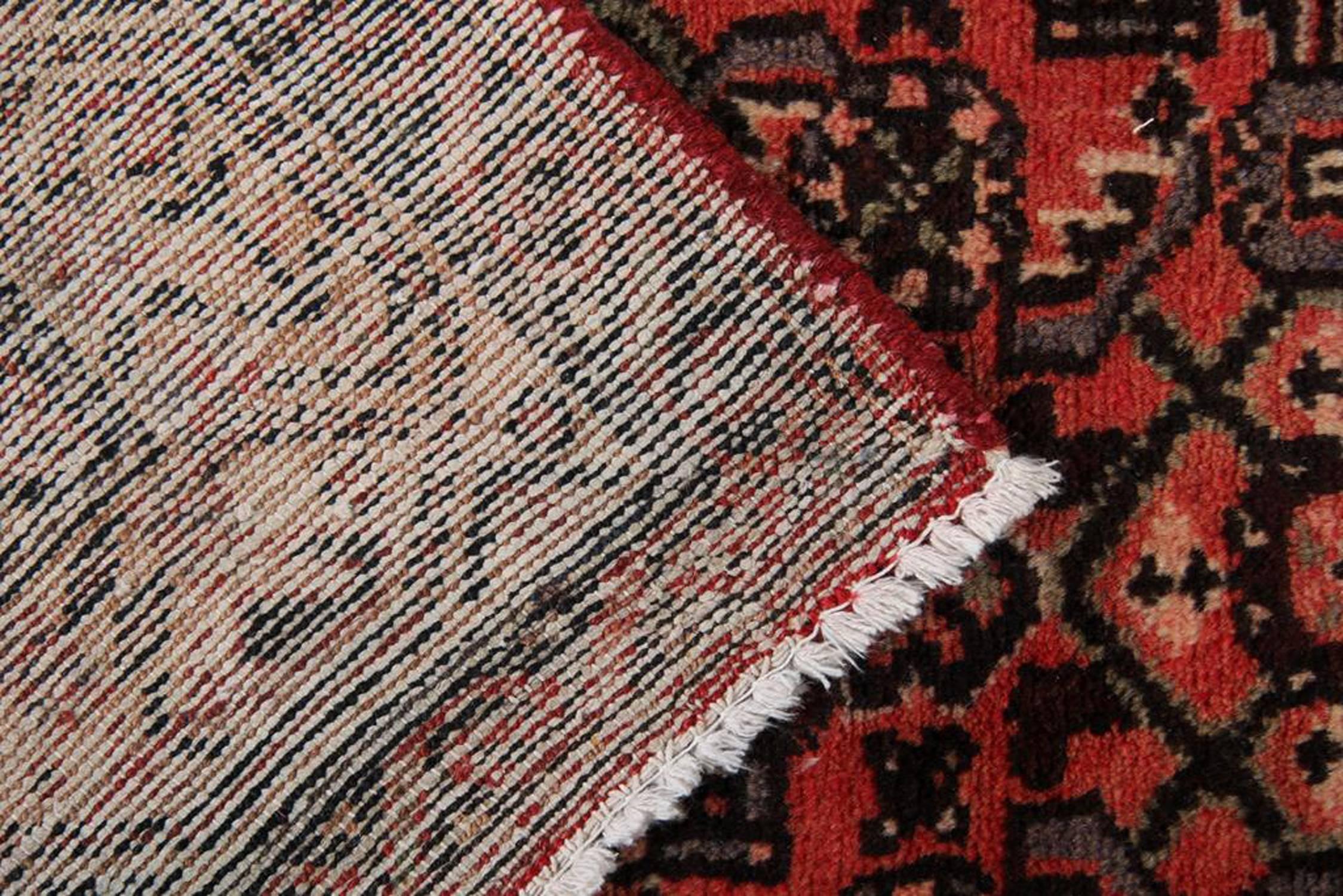 Azerbaijani Vintage Handmade Red Runner Rug- Long Oriental Wool Carpet Rug408x110cm For Sale